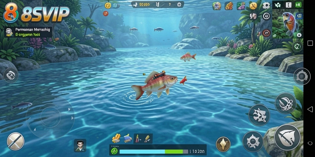 Tampilan gameplay yang mendebarkan dari permainan memancing 8SVIP.