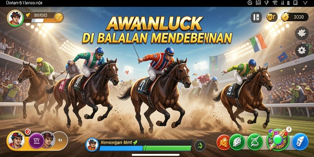 Tampilan gameplay balapan yang menegangkan di AWANLUCK.