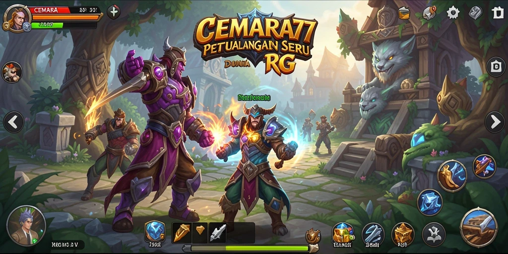 Tampilan aksi mendebarkan dalam permainan RPG CEMARA77.