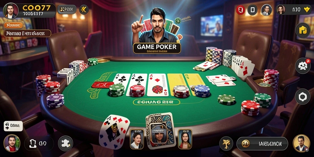 Screenshot utama COO77 menampilkan momen seru gameplay Poker.