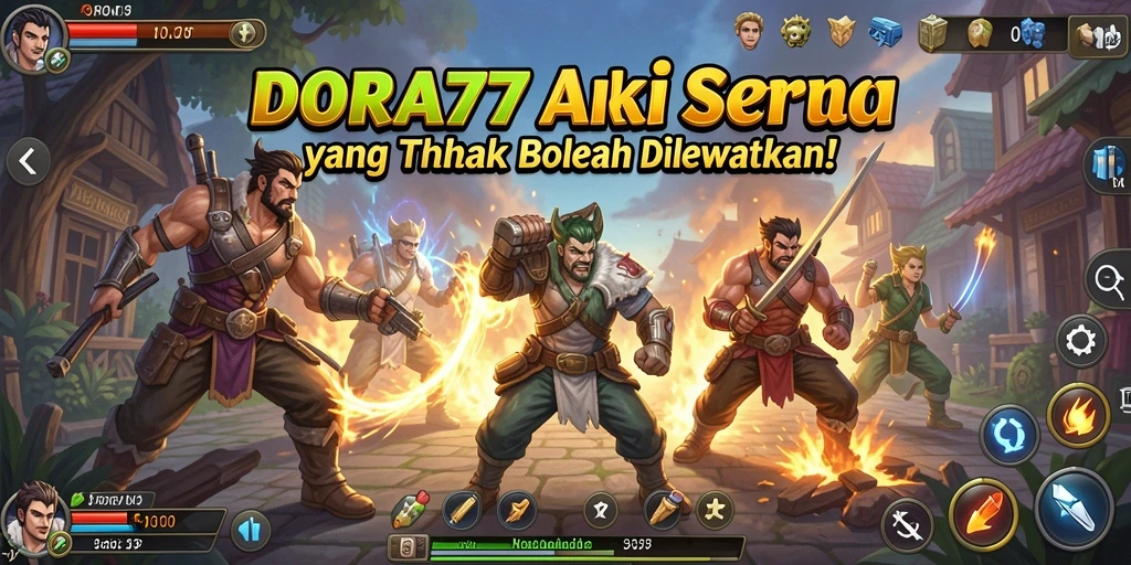 Tangkapan layar utama DORA77 menampilkan aksi mendebarkan dalam pertempuran.