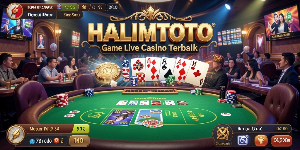 Screenshot HALIMTOTO menampilkan dealer Live Casino yang profesional.