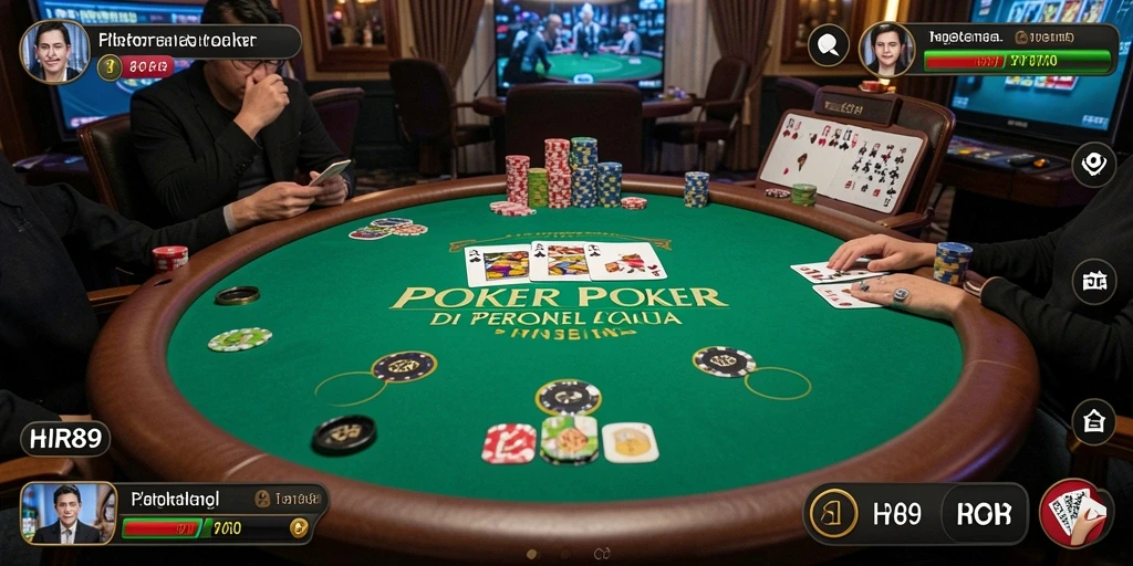 Screenshot gameplay HR89 menampilkan aksi seru permainan poker.