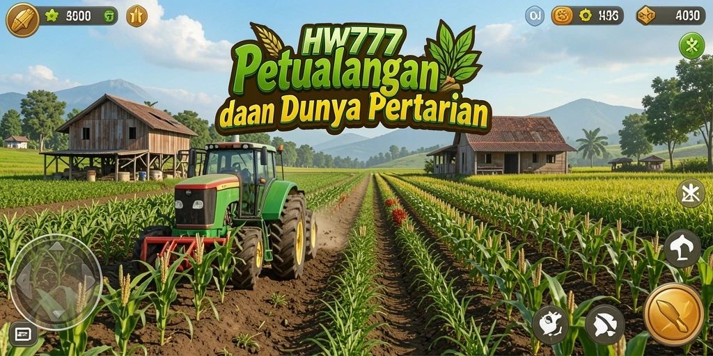 Tampilan gameplay menarik dalam HW777 dengan aktivitas bertani.