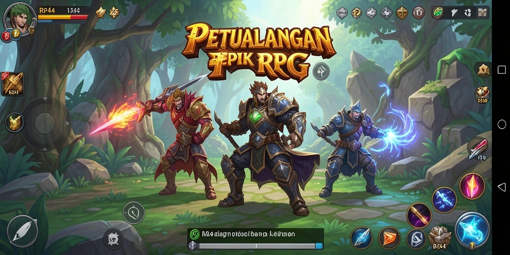 Screenshot gameplay RR44 menampilkan aksi seru dalam pertarungan RPG.