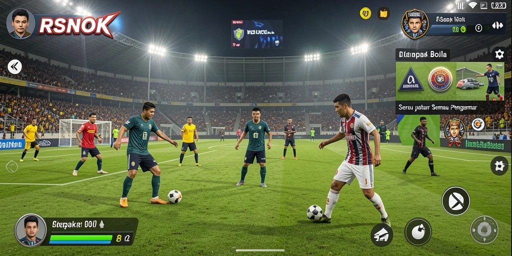 Screenshot RSNOK menampilkan aksi sepak bola yang mendebarkan.