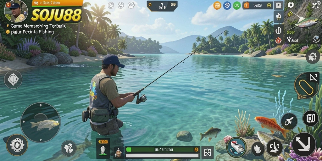 Gameplay SOJU88 yang mendebarkan saat menangkap ikan.